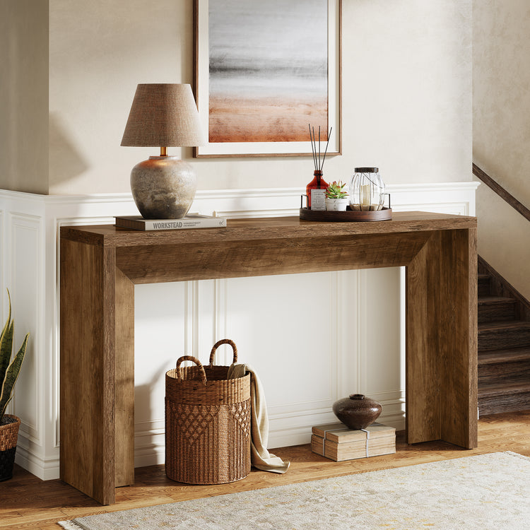 55" Rustic Console Table, Farmhouse Sofa Table Hallway Table