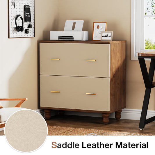 Saddle Leather Drawers File Cabinet