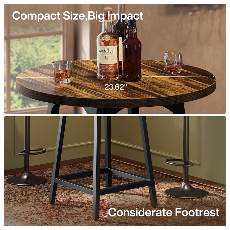 Round Bar Table, 35.4" Tall Cocktail Counter Height Dining Table