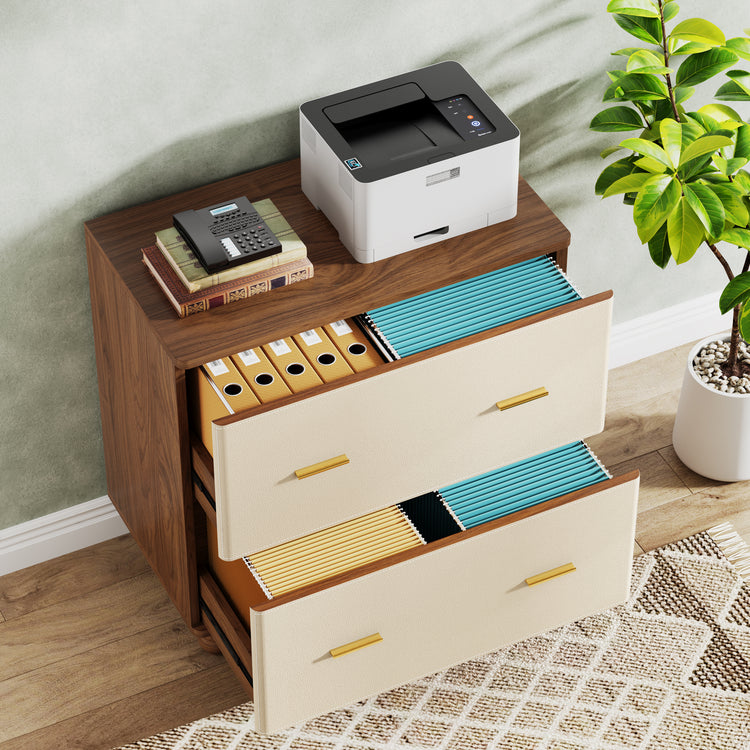 Saddle Leather Drawers File Cabinet
