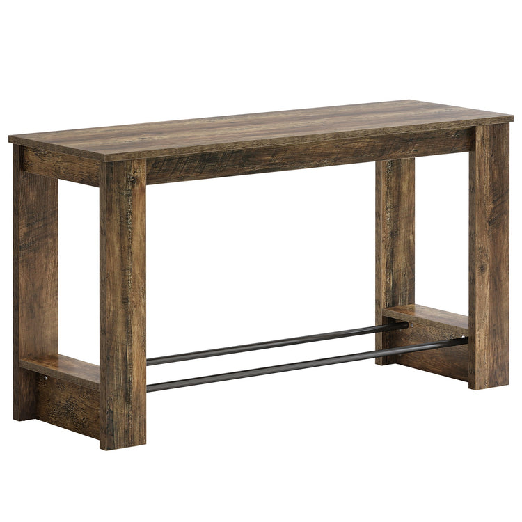 63" Bar Table Counter Height Pub Table with Metal Footrests