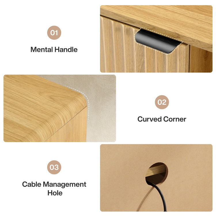 63" Fluted TV Stand with Storage Cabinet and Shelf for TVs up to 75"