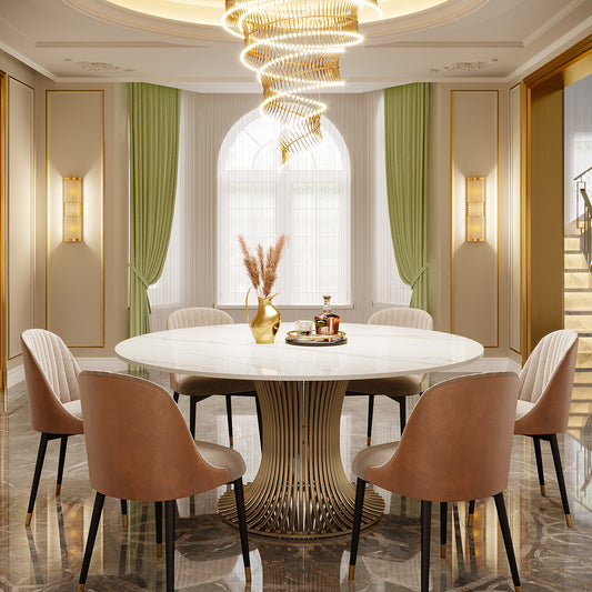 Gold Sintered Stone Round Dining Table