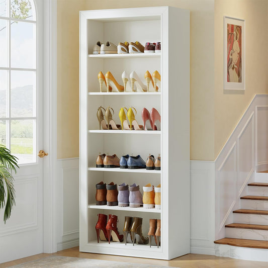 6-Tier Shoe Organizer Rack, 75" Shoe Cabinet with Open Storage for Entryway