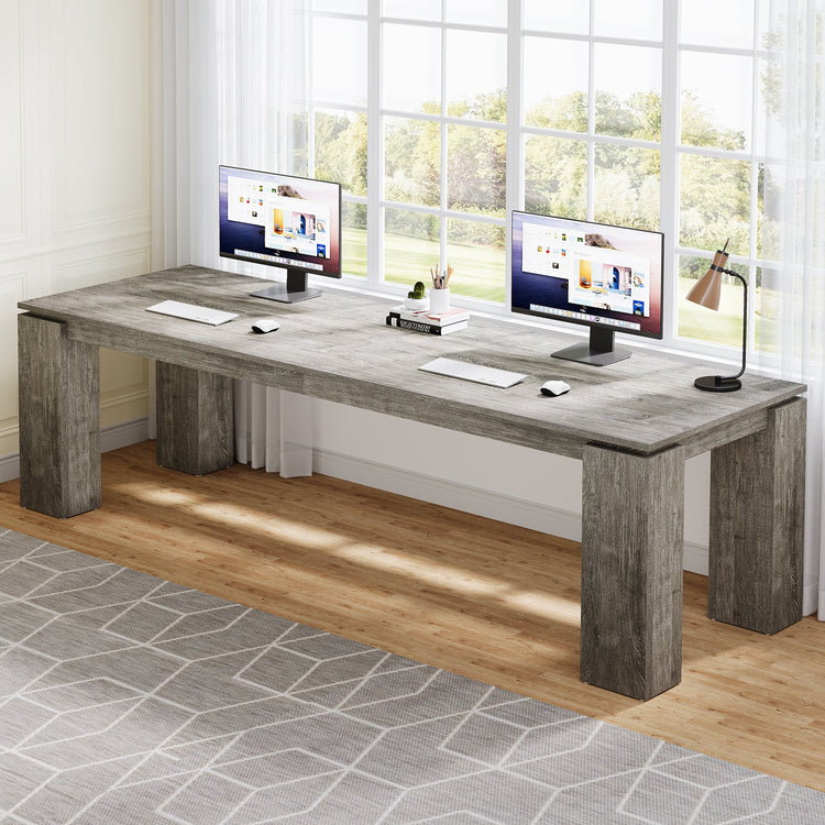 86" Two-Person Desk, Rectangle Double Computer Desk for Home Office