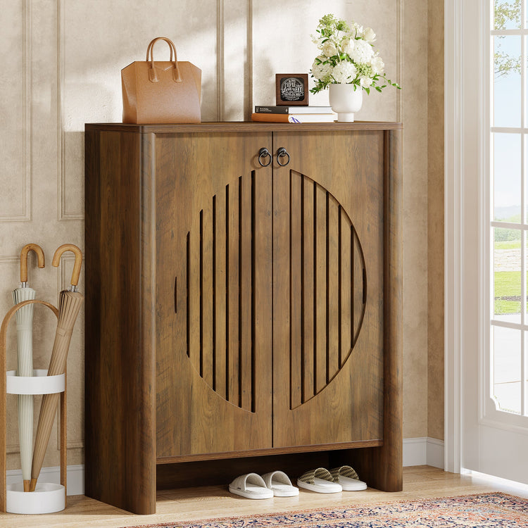 5-Tier Shoe Cabinet with Doors, Shoe Storage Organizer with Removable Shelf