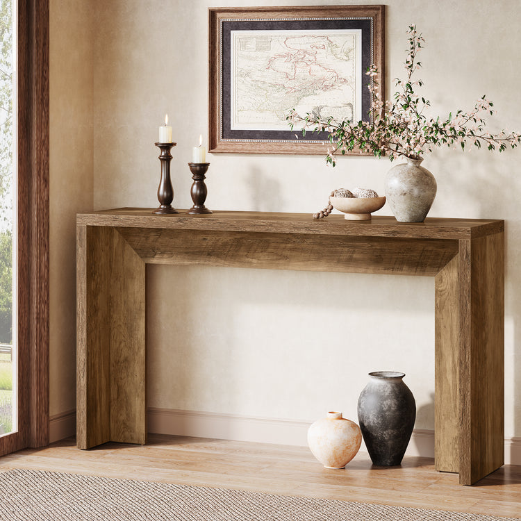 55" Rustic Console Table, Farmhouse Sofa Table Hallway Table