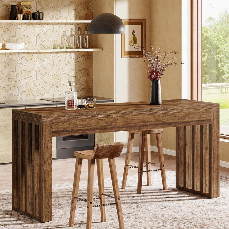 63" Bar Table, Farmhouse Counter Height Pub Dining Table for Bistro