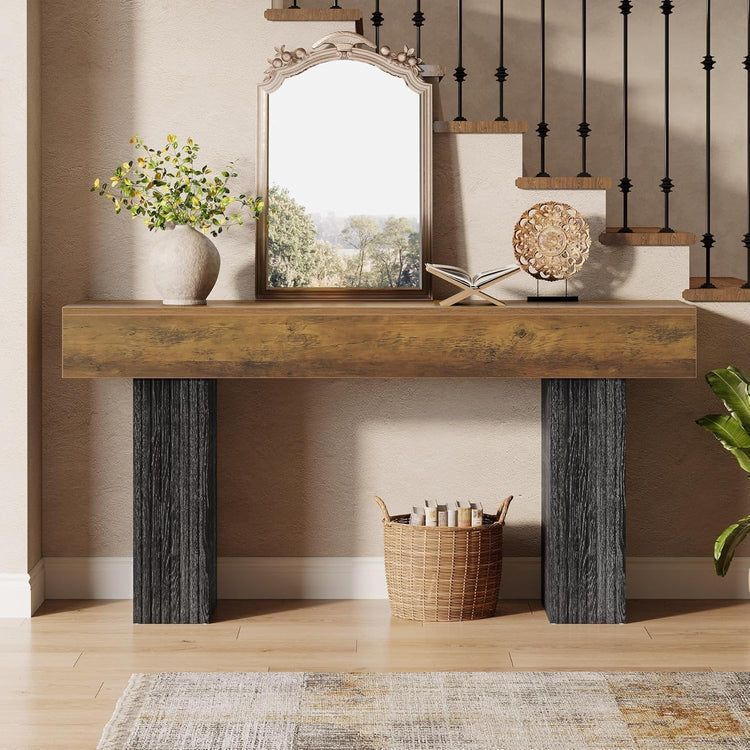 63" Console Table, Farmhouse Entryway Table Behind The Couch