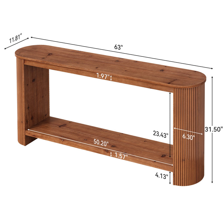 63" Wood Console Table, Farmhouse 2-Tier Sofa Entryway Table for Living Room