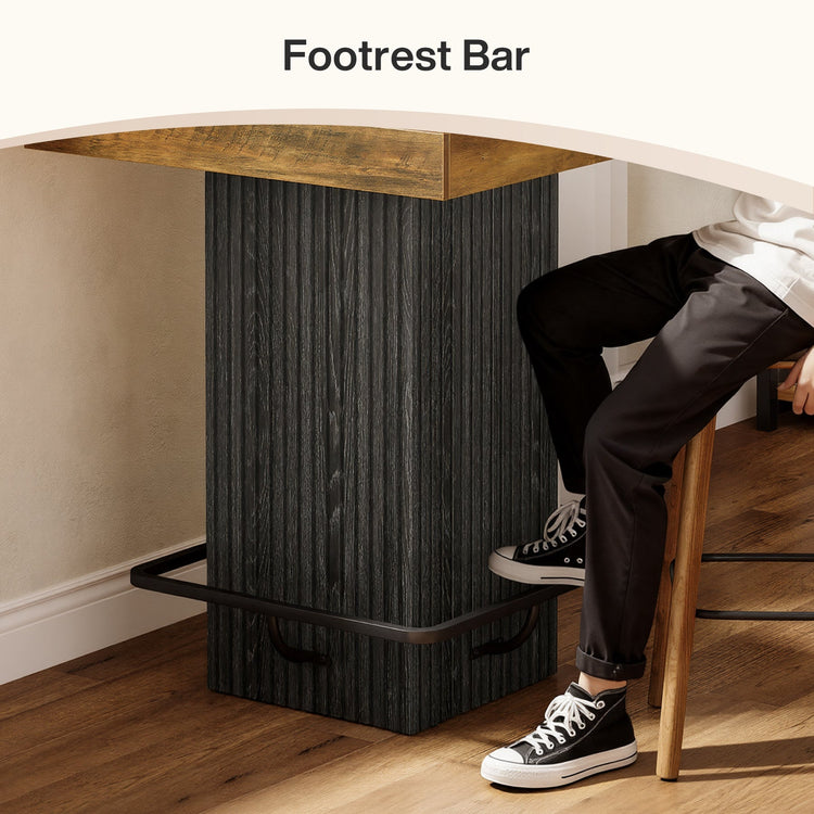 31.5" Bar Table, Square Dining Table Counter Height Table with Metal Footrest