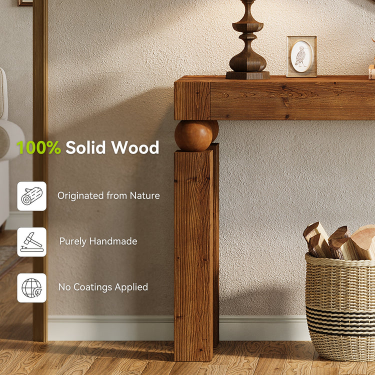 59" Solid Wood Console Table, Narrow Farmhouse Sofa Table Behind Couch