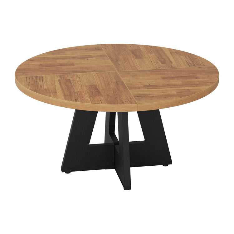 47" Farmhouse Dining Table, Round Wooden Kitchen Dinner Table for 4 People