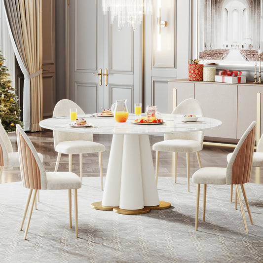 White Sintered Stone Round Dining Table