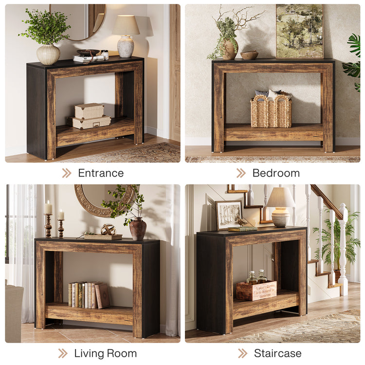 41" Console Table, Farmhouse Hallway Table Sofa Table with Open Storage