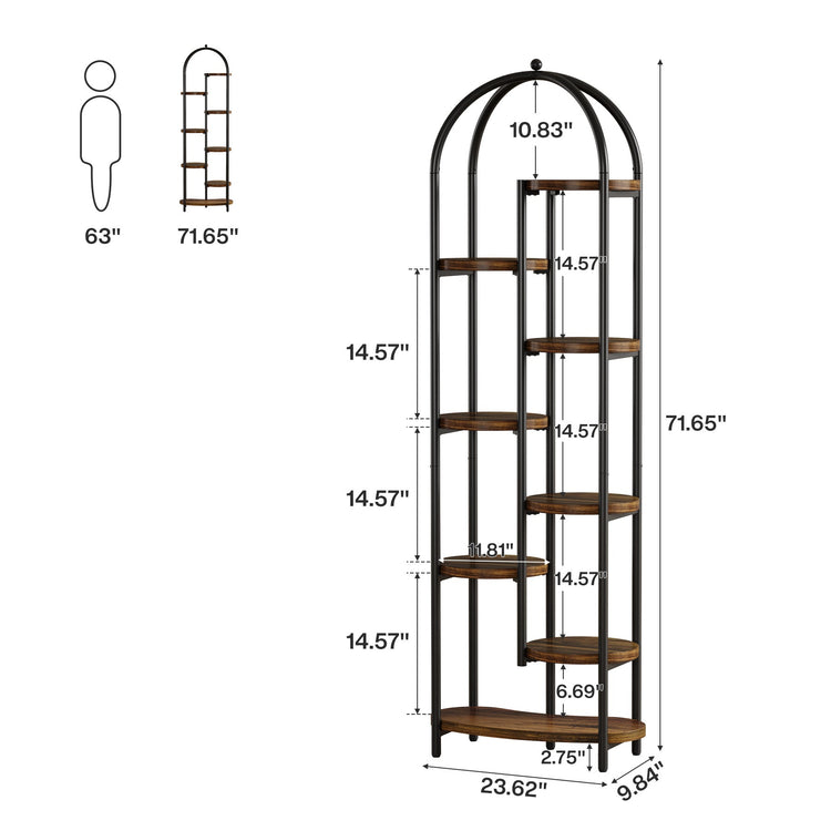 70" Tall Plant Stand Indoor, 8-Tier Arched Plant Shelf Corner Display Rack with Metal Frame