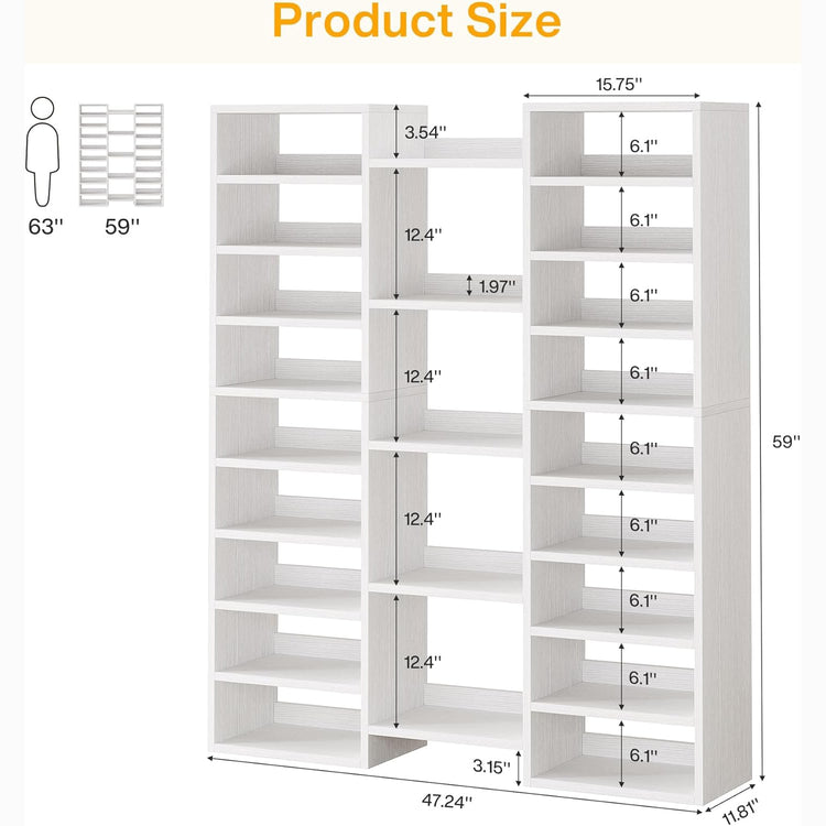 Tribesigns 14-Tier Tall Shoe Rack, Freestanding Wooden Shoe Organizer for Closet and Entryway