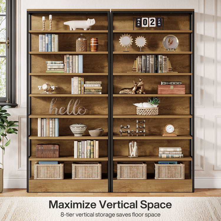 71" Bookshelf, 8-Tier Etagere Bookcase with Open Storage Organizer Shelving