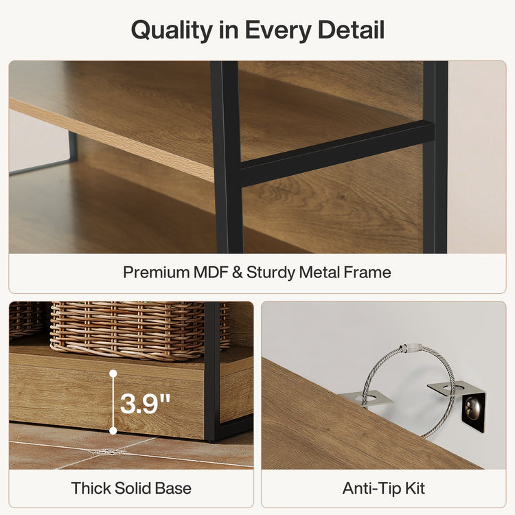 71" Bookshelf, 8-Tier Etagere Bookcase with Open Storage Organizer Shelving