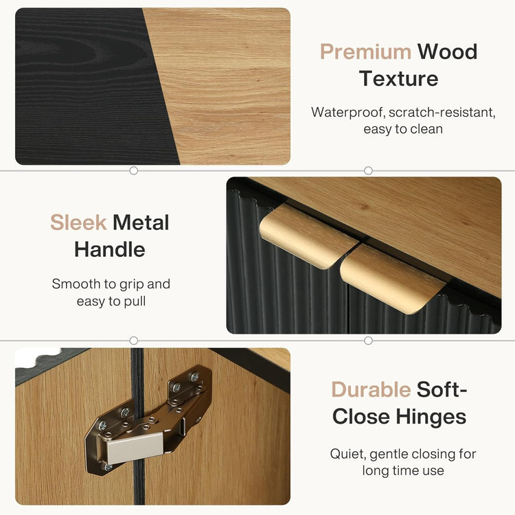 71" Tall Bookcase, 5-Tier Arched Bookshelf with Storage Cabinet and Fluted Doors