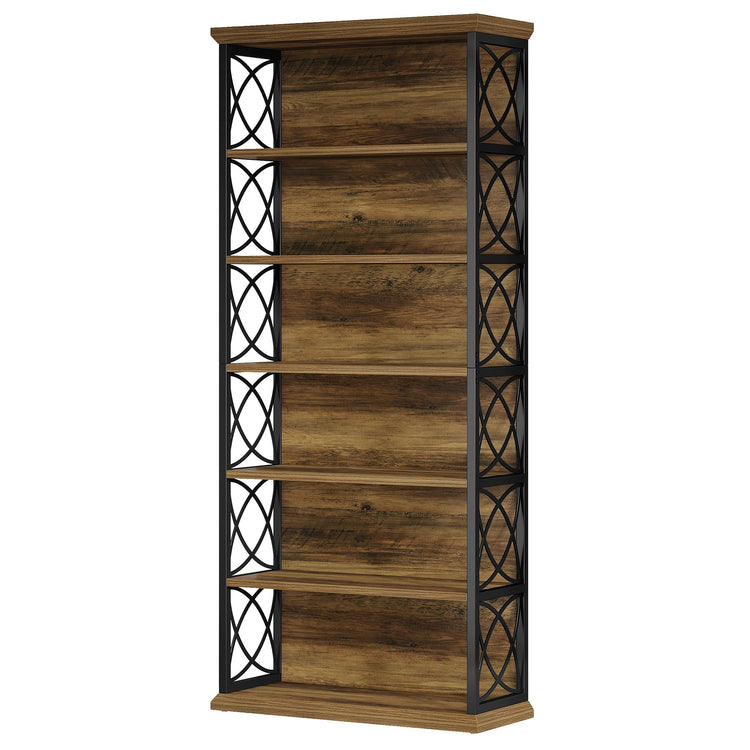 72" Tall Bookshelf, 6-Tier Industrial Etagere Bookcase with Open Storage Shelves