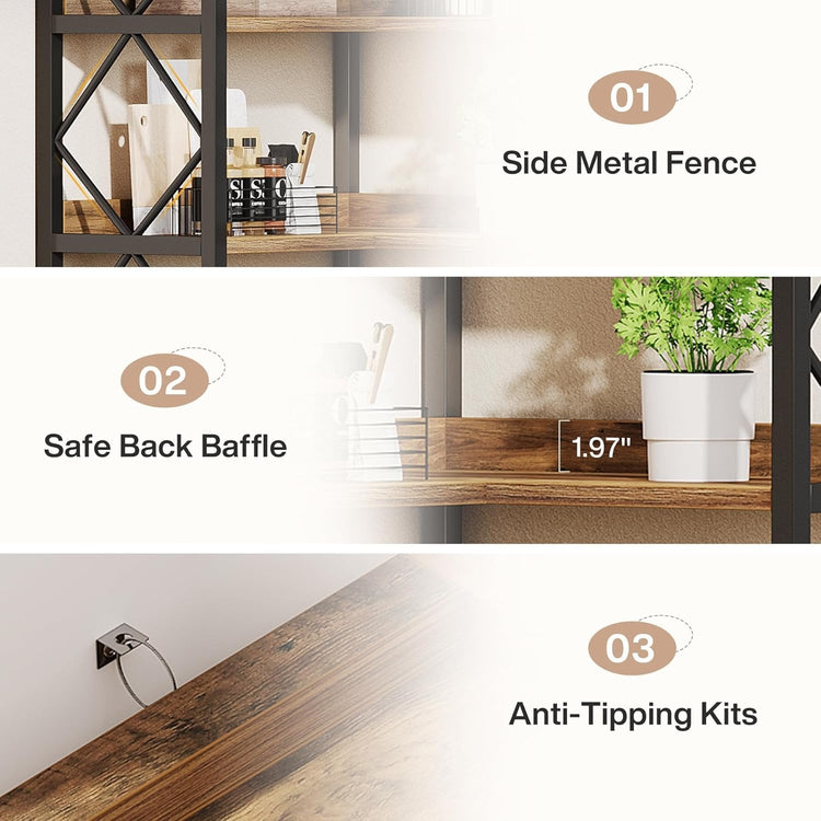 72" Tall Corner Bookshelf, 6-Tier L-Shaped Corner Bookcase with Back Baffle