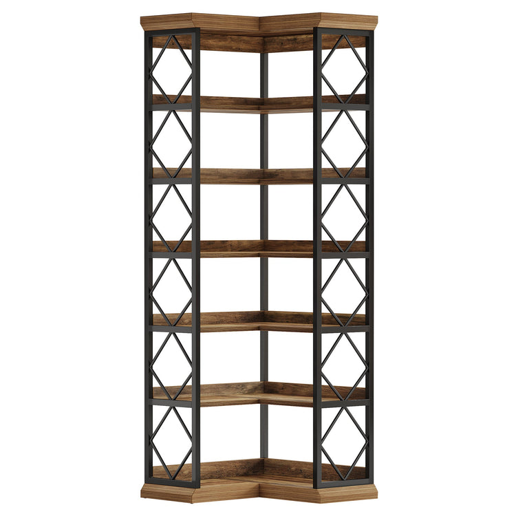 72" Tall Corner Bookshelf, 6-Tier L-Shaped Corner Bookcase with Back Baffle