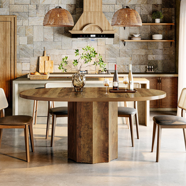 Oval Dining Table for 4-6 People, 55" Kitchen Table with Rounded Edge Tabletop