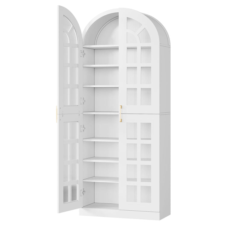 78.7" Shoe Cabinet, 8-Tier Modern Shoes Organizer Rack with Led Lights