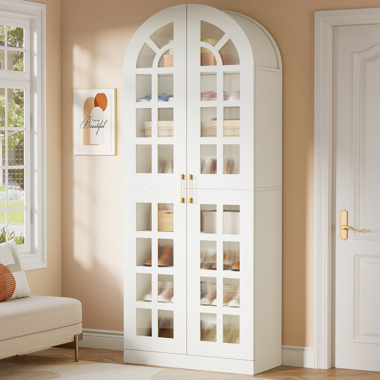 78.7" Shoe Cabinet, 8-Tier Modern Shoes Organizer Rack with Led Lights