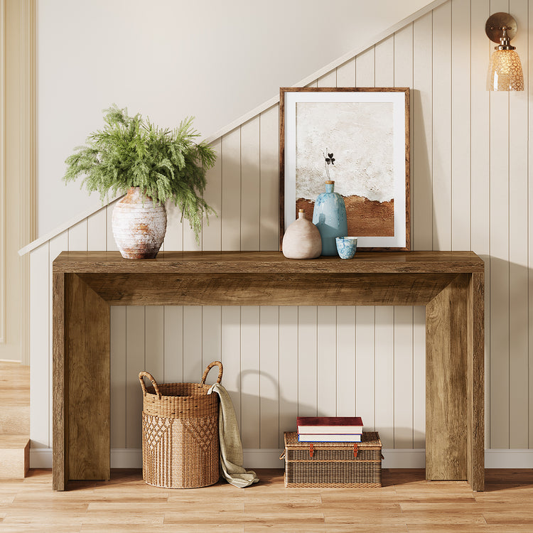 55" Rustic Console Table, Farmhouse Sofa Table Hallway Table