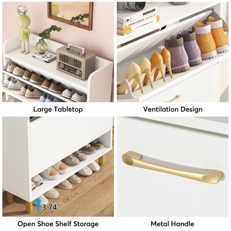 Shoe Cabinet with Flip Doors