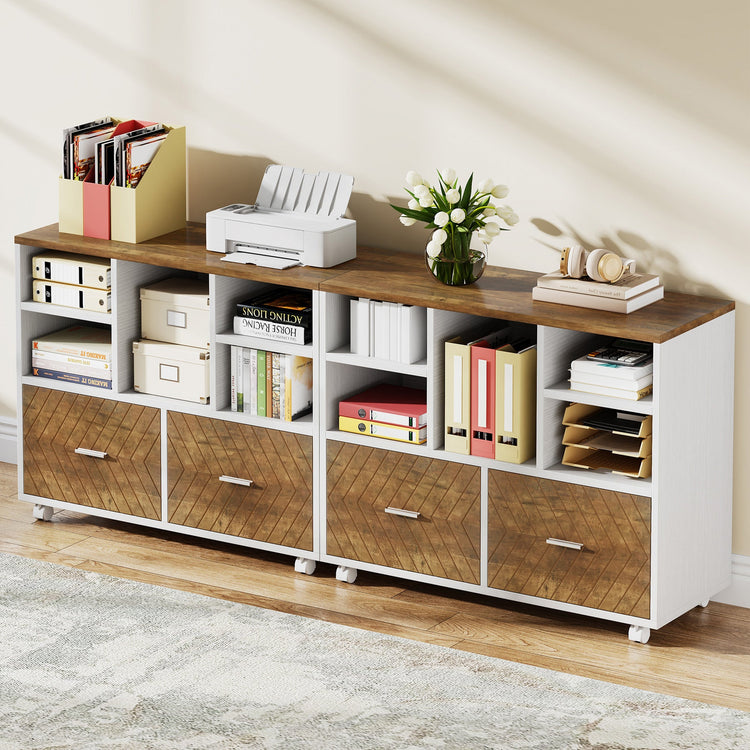 2-Drawer File Cabinet, Mobile Lateral Filing Cabinet with Shelves