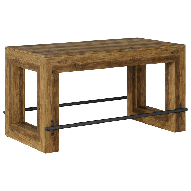 Counter Height Bar Table, 59" Pub Table With Metal Footrest For Dining Room