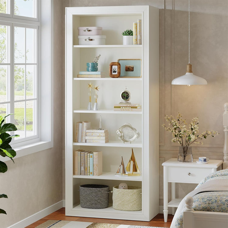 75" Bookcase, 6-Tier Modern Bookshelf Open Display Storage Shelves