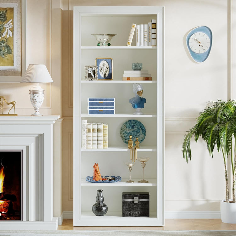 75" Bookcase, 6-Tier Modern Bookshelf Open Display Storage Shelves