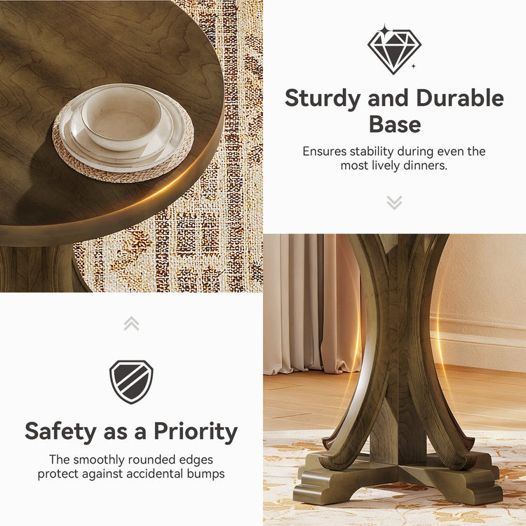 Round Dining Table for 2, 24" Bistro Kitchen Table with Solid Fir Legs