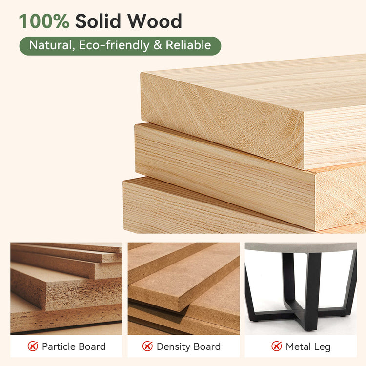 Solid Wood Oval Dining Table, 63" Kitchen Table with Sturdy Tapered Legs for 4-6