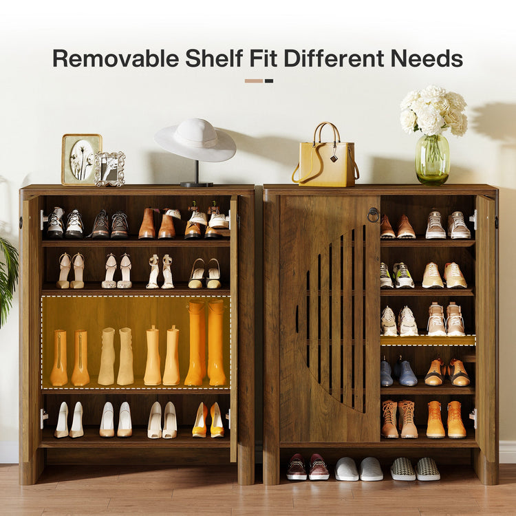 5-Tier Shoe Cabinet with Doors, Shoe Storage Organizer with Removable Shelf