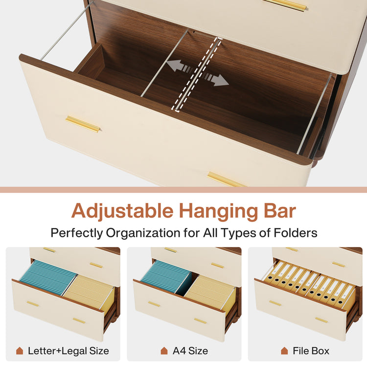 Saddle Leather Drawers File Cabinet