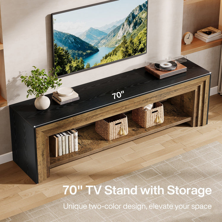 70" TV Stand, Long Entertainment Center with Shelves for Up to 80" TV