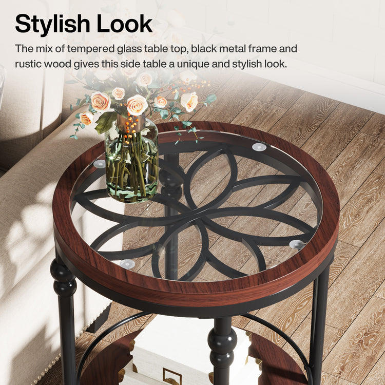 Glass 2-Tier Side Table