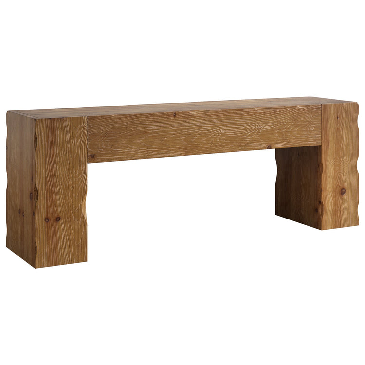 Solid Wood TV Stand for 65" TV, 63" Media Console with Hand Carved Wave Texture