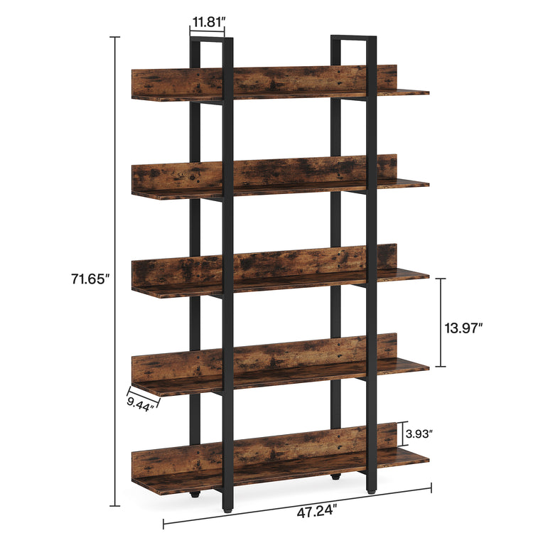 Industrial 5-Shelf Etagere Bookcase