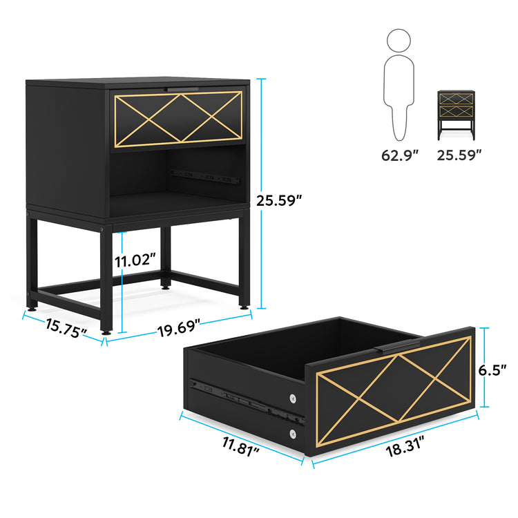 2 Drawers Nightstand