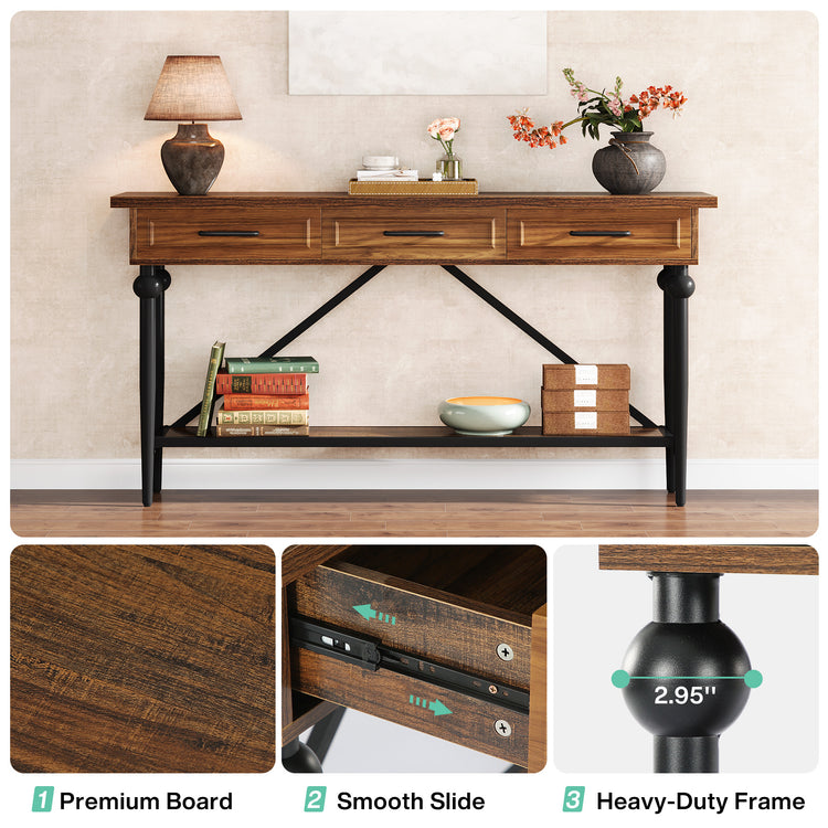 Sofa Entryway Table with 3 Drawers
