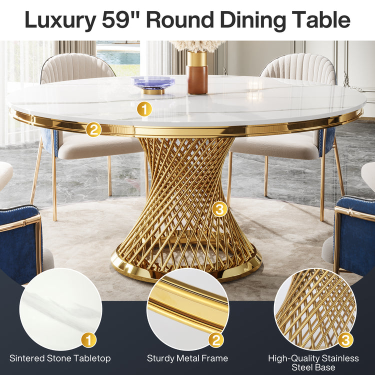 59" Round Dining Table Sintered Stone