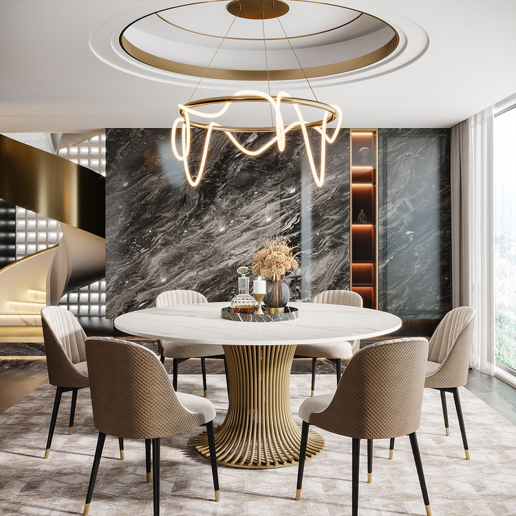 Gold Sintered Stone Round Dining Table