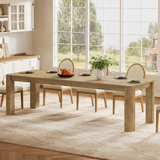 78.74" Dining Table for 6-8, Farmhouse Kitchen Table with Rounded Edges