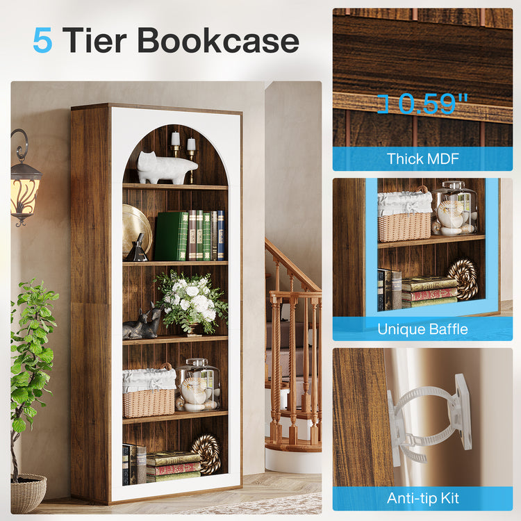 5-Tier Wood Bookcases